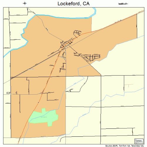 Large Street & Road Map of Lockeford, California CA Printed poster