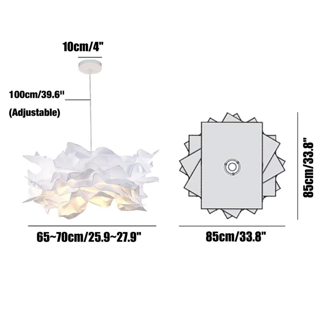 Lampada a sospensione creativa con nuvole di carta fai-da-te, lampada da soffitto con fiori di carta artistica Lampada da soffitto con nuvole decorative per camera da letto, soggiorno, 33,8"