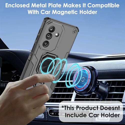 Image of TheGiftKart Tough Armor Bumper Back Case Cover for Samsung Galaxy M36 5G / F36 5G | Ring Holder & Kickstand in-Built | 360 Degree Protection Back Cover Case (PC & TPU, Black)