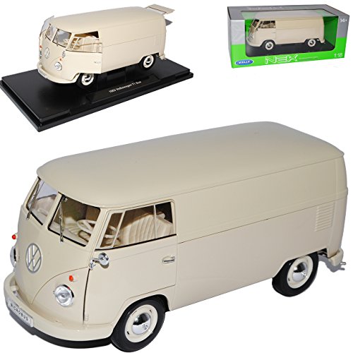 Welly Volkswagen T1 Samba Bully Bus 1/24 – Modello Auto Die-Cast Metallo Arancione Con Fiori, Porte Apribili – Nuovo In Scatola