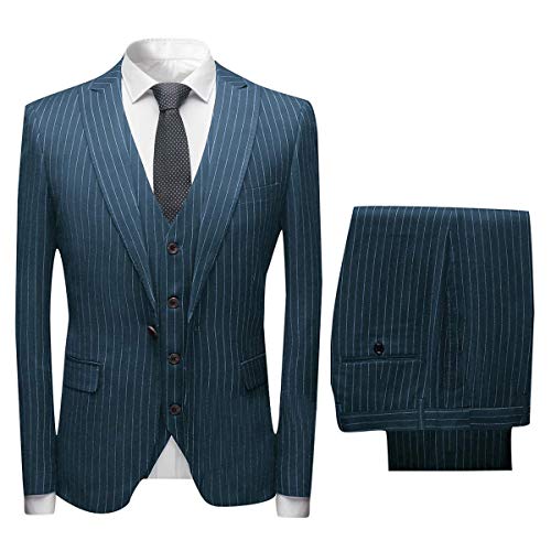 HOTK Hommes 3 pièces Peak Revers One Button Slim Fit Business Costume smoké marié