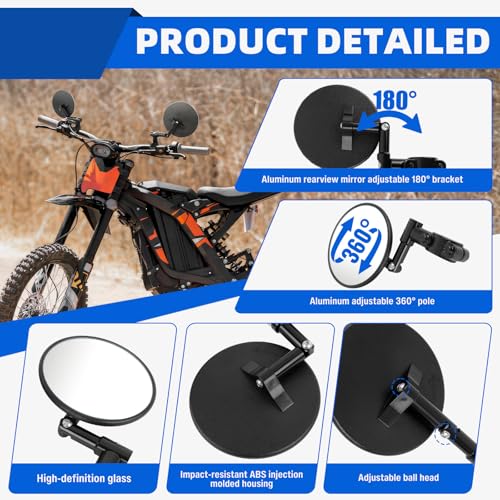 Espejos retrovisores de moto homologados redondos compatibles con MT07 MT09 4