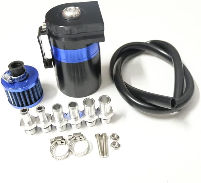 Baffled Aluminum Oil Catch Can Reservoir Tank/Oil Tank With Aluminum Ring And Air Filter Universal 600ML (BLACK)