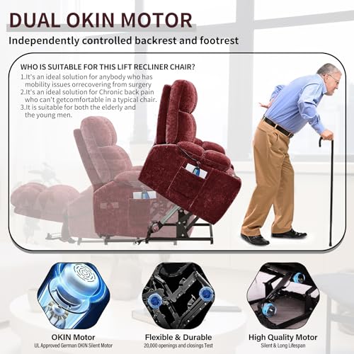 Sillón reclinable eléctrico tejido rojo miniatura 6