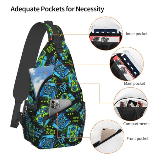 Video Game Controllers Sling Backpack Unisex Crossbody Chest Bag Shoulder Chest Bag For Women Men Hiking Travel4