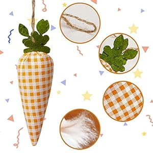 16pcs easter carrot hanging ornaments plaid print pattern easter artificial mini carrot hanging ornaments for easter party home diy craft decor  urban country home decor
