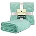 PAVILIA Luxury Flannel Fleece Blanket Throw Teal Mint Green | Soft Decorative Jacquard Weave Microfiber Throw for Bed Sofa Couch | Velvet Textured Leaves Pattern | Lightweight Plush Cozy | 50