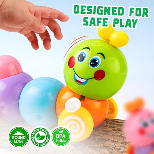 Image of Zest 4 Toyz Wind-Up Caterpillar Toy for Kids Toddlers Push Toy for Boys & Girls Multicolor (Pack of 3)