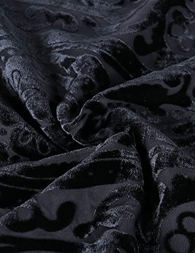 WeHello Women\'s Burnout Velvet Kimono Long Cardigan Cover Up with Tassel (Black 2)