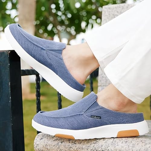 Image of OrthoComfoot Men's Orthopedic Slip-On Loafers Walking Shoes with Arch Support: Casual Plantar Fasciitis Slippers for Flat Feet, Comfortable Orthotic Shoes for Foot and Heel Pain Relief
