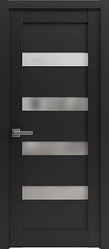 SARTODOORS - Puerta sólida interior de 32 x 80 pulgadas  Quadro 4113 vidrio esmerilado negro mate  Manija de marco de panel regular individual