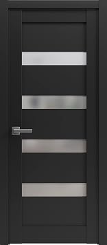 Sartodoors Quadro 4113 | 18 x 80 | Black Matte Interior Single Swing Door with Frosted Glass | Solid MDF Door in Modern French Style | Hardware Included