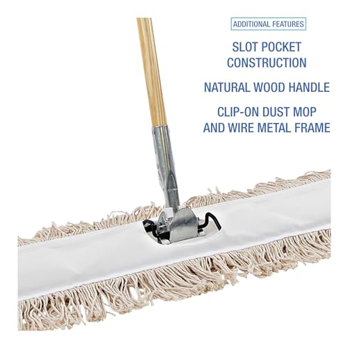 Image of Boardwalk Cotton Dry Mopping Kit, 36 x 5 Natural Cotton Head, 60 inch Natural Wood Handle