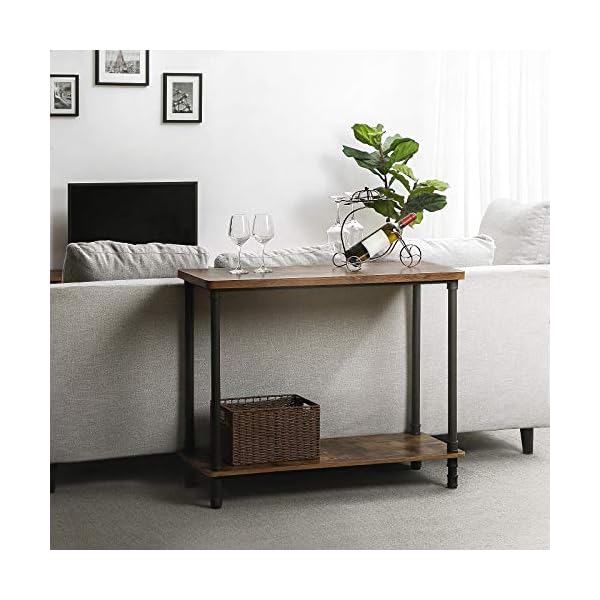 VASAGLE Industrial Console Table, Sofa Table with Iron Pipe Legs, Easy Assembly, Accent Table for Hallway - Image 3