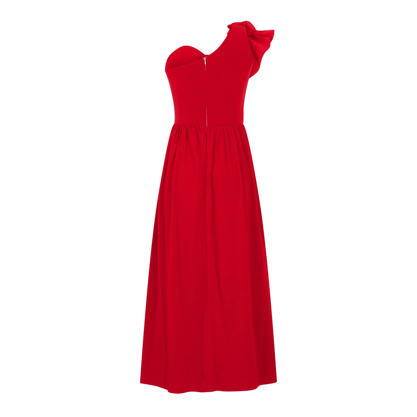 2023 Vestidos Largo Mujer Moda Color sólido Fiesta Vestido de Noche un Hombro Volante Elegante Vestidos de Cóctel sin Manga Extra Larga Casual Vestido Partido Novia Boda Vestir