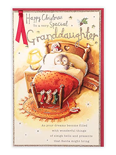 Clintons: Pink Story Book Granddaughter 1st Christmas Card, 1171341