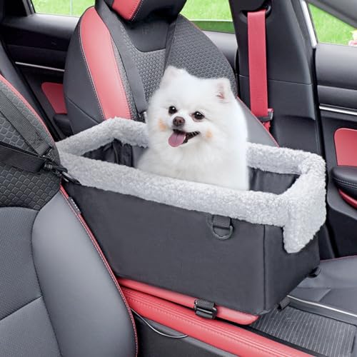 UNICITII-Dog-Car-Seat-for-Small-Dog-Center-Console-Dog-Booster-Seat-with-Metal-Frame-Armrest-Booster-Seat-for-Pets-Puppy-Car-Seat-for-Small-Dogs-Cats-Up-to-12-lbs