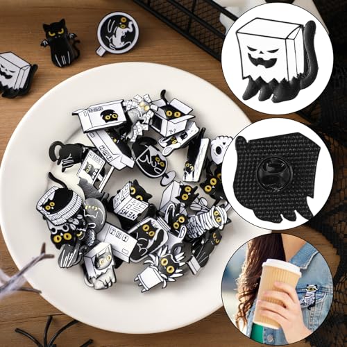Image of Landical 30 /60 Pcs Cute Enamel Pins Bulk Plant Flower Animal Halloween Gothic Fall Pumpkin Cartoon Lapel Pin Brooches Jewelry Gift for Backpack Clothes Hats Accessories