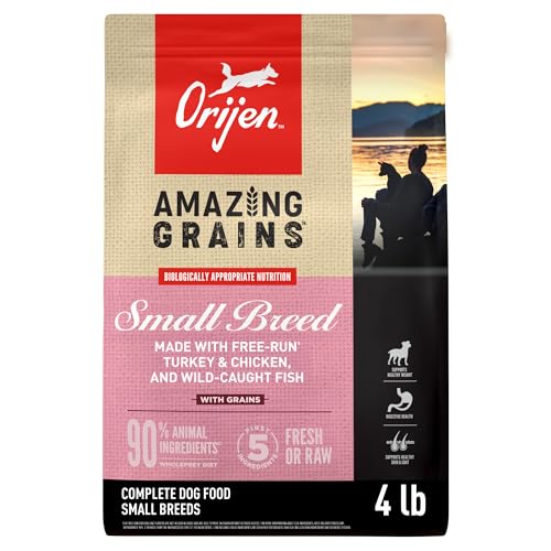 Image of ORIJEN Amazing Grains WHOLEPREY Dry Dog Food Small Breed Recipe 4lb Bag | WHOLEPREY Ingredients, Made in the USA, Includes Probiotics, Omega-3 Fatty Acids, Skin & Coat, Digestive Health