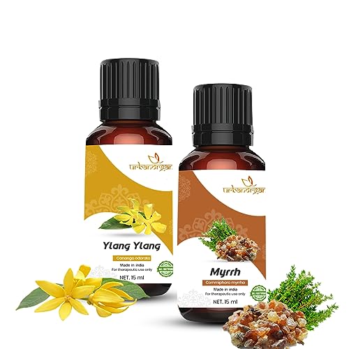 Image of Pure Combo Of 2 Essential oil For Hair & Skin Natural Therapeutic Grade & Undiluted Oil 15ML (Ylang-ylang-Myrrh)