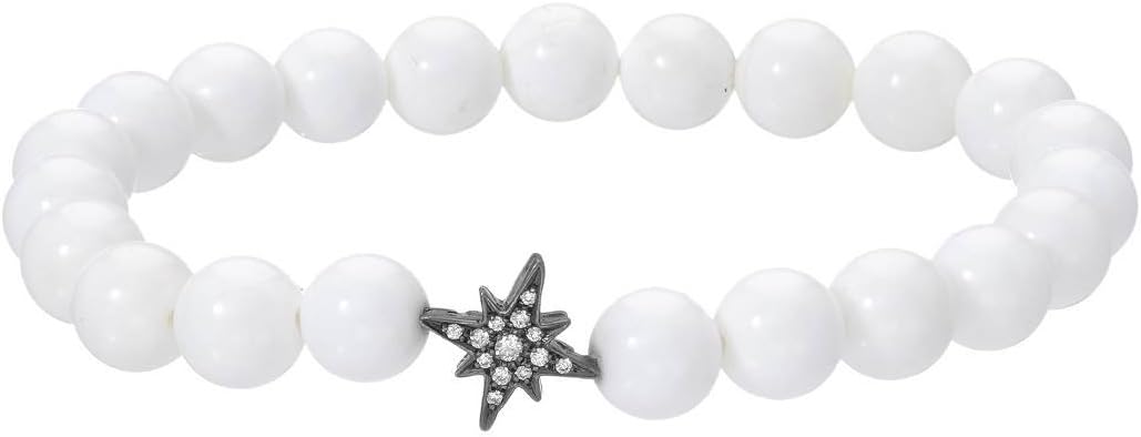 HELLMUTH 18K Black Gold 0.12 CTW Color G, VS1 Diamond and Onyx Bracelet For Women. Length 7 in.