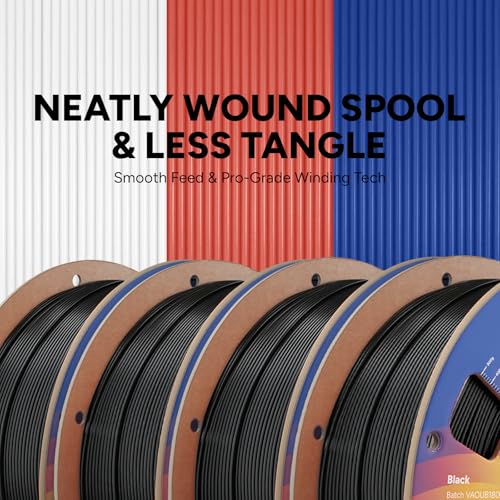 Image of OVERTURE 4KG Bundle High Speed PLA Filament 1.75mm, Neatly Wound 3D Printer Filament 4 Pack 1kg Spool (2.2lbs) Rapid PLA, Fit Most FDM 3D Printers (Black 4-Pack)