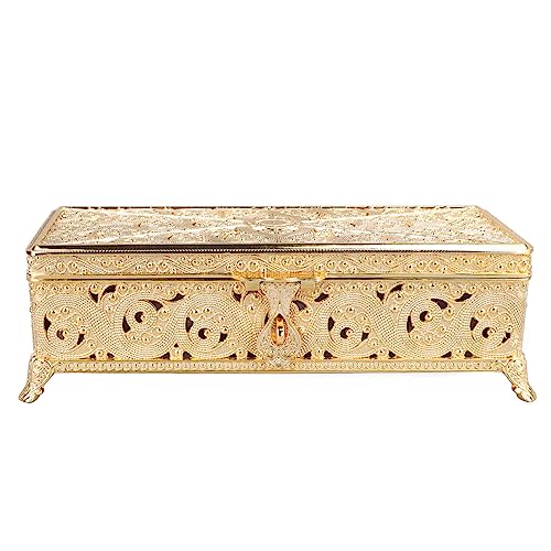 Boîte à bijoux vintage métal or pour décoration table de chevet