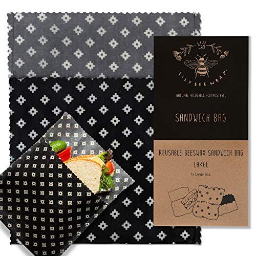 LILY BEE WRAP Reusable Sandwich Bags | Plastic Free Bees Wax Bag | Sustainable, Biodegradable & Silicone Free | Easy to Clean (Geometric Sandwich)