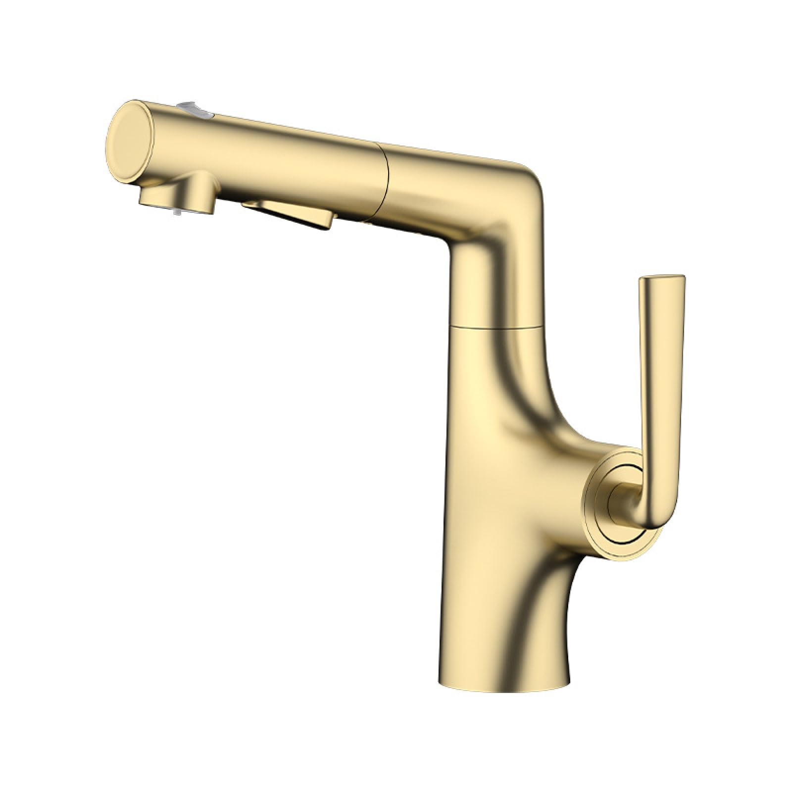 Fanjubei String Gold All-Copper Lift-Pull Rotating Hot And Cold Water Faucet, Brushed Gold