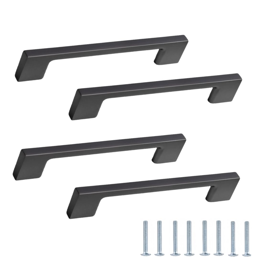 NLQCSXWEP Zinc Alloy Cabinet Bow Handle, Zinc Alloy Cabinet Handles 4 pcs Gray Multiple Sizes Single Hole(6237-128mm)