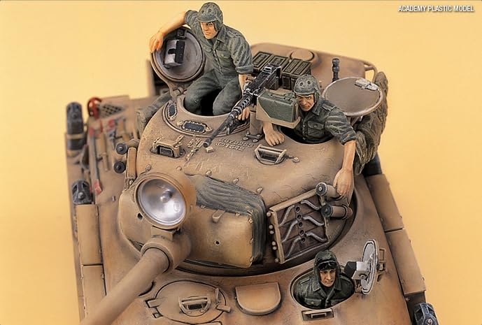 Academy Hobby Model Kit – 1/35 M51 Super Sherman, Realistic IDF Heavy Tank with Crew Figures