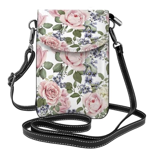 Petits sacs bandoulière rose épanouie anti-encombrement avec portefeuille intégré