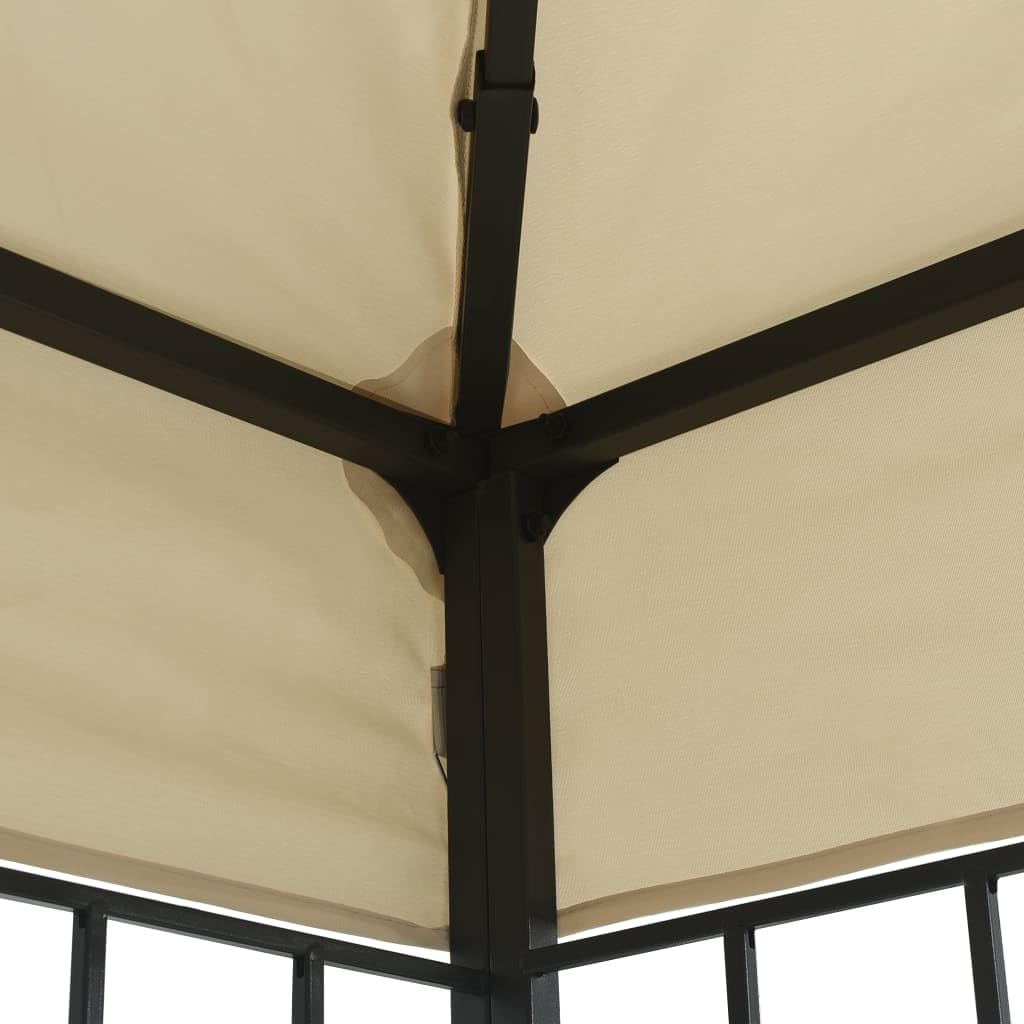 Gazebo per feste, gazebo da giardino, 3 x 6 m, colore crema, nero, in acciaio e poliestere, tettuccio parasole per giardino, terrazza, eventi, famiglia, barbecue, picnic