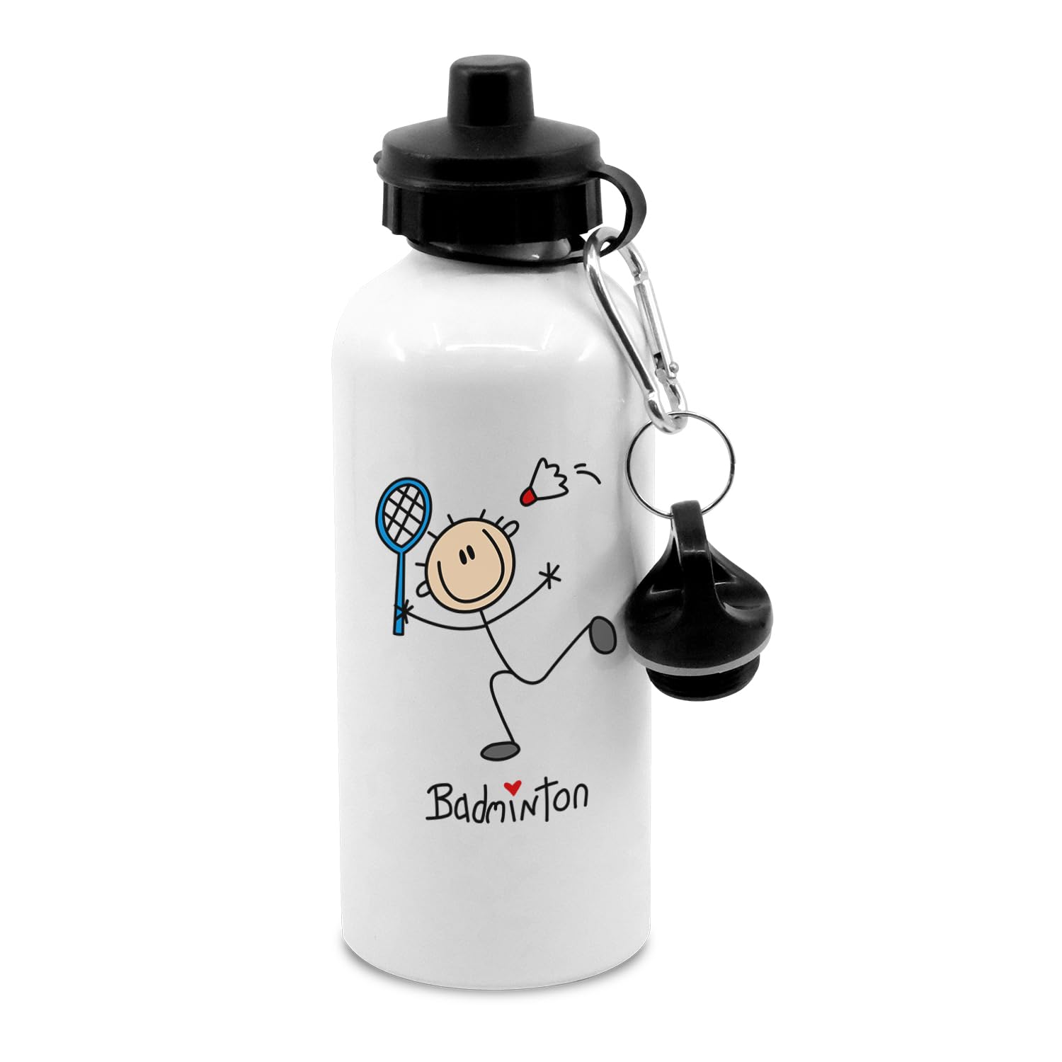 New Spirit Original Badminton Stick Figure Water Bottle With Clip, Sports, Activities, Games, Hydrate, Drinks Bottle, Drinking Bottle, Water Bottle
