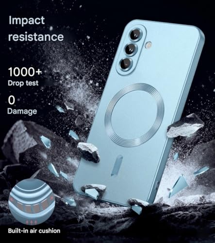Image of DIZORO Samsung A37 Case, Compatible with Mag Safe Back Cover, Matte Luxury Metallic Luster Flexible TPU Wireless Charging Shockproof Case with Camera Protector Lens (Sierra)