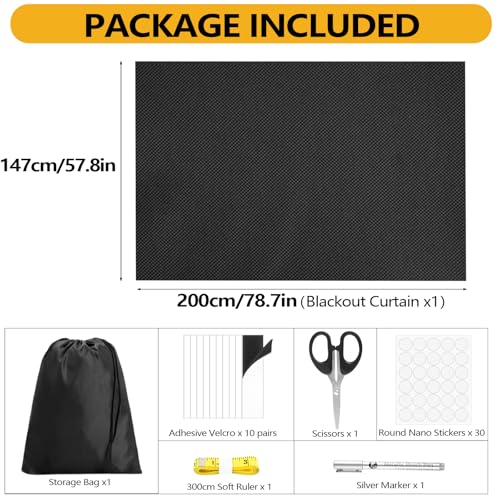 Blackout Blind Stick on Curtains, No Drill Blackout Curtains, Cut to Any Size, Portable Temporary Black Out Blinds for Bedroom, Travel, Nursery & Temporary Use (200×147cm) - Cosy Home Interiors Blackout Blind Stick on Curtains, No Drill Blackout Curtains, Cut to Any Size, Portable Temporary Black Out Blinds for Bedroom, Travel, Nursery & Temporary Use (200×147cm) - Image 6