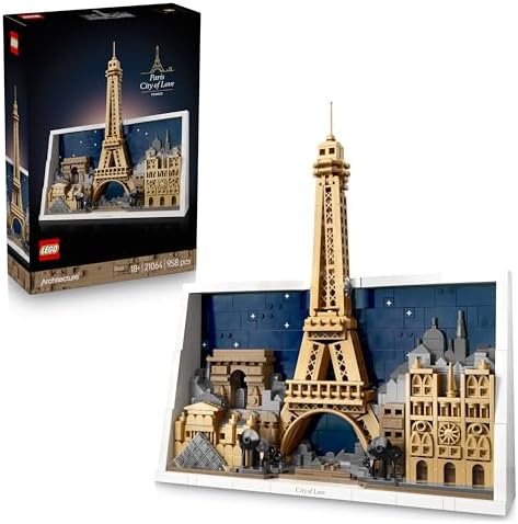 LEGO Architecture Paris – Stadt der Liebe 21064 | Bausatz für Erwachsene, Wanddeko, Bastelset zum Bauen, 3D Puzzle, Stadt der Liebe, Miniatur Eiffelturm, Geschenk, 958 Teile