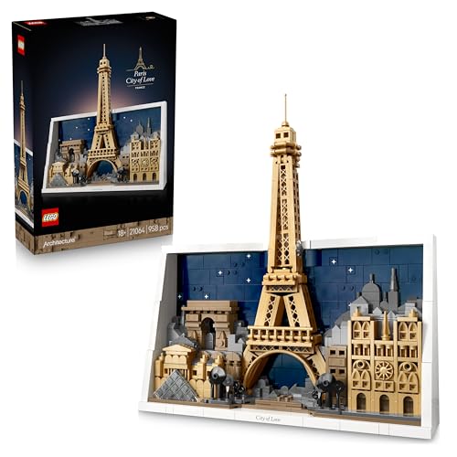 LEGO Architecture: Parijs – Stad van de liefde – Miniatuur Bouwpakket voor Volwassenen, 3D-Wanddecoratie met Iconische Parijse Bezienswaardigheden zoals de Eiffeltoren – Cadeau-Idee – 21064