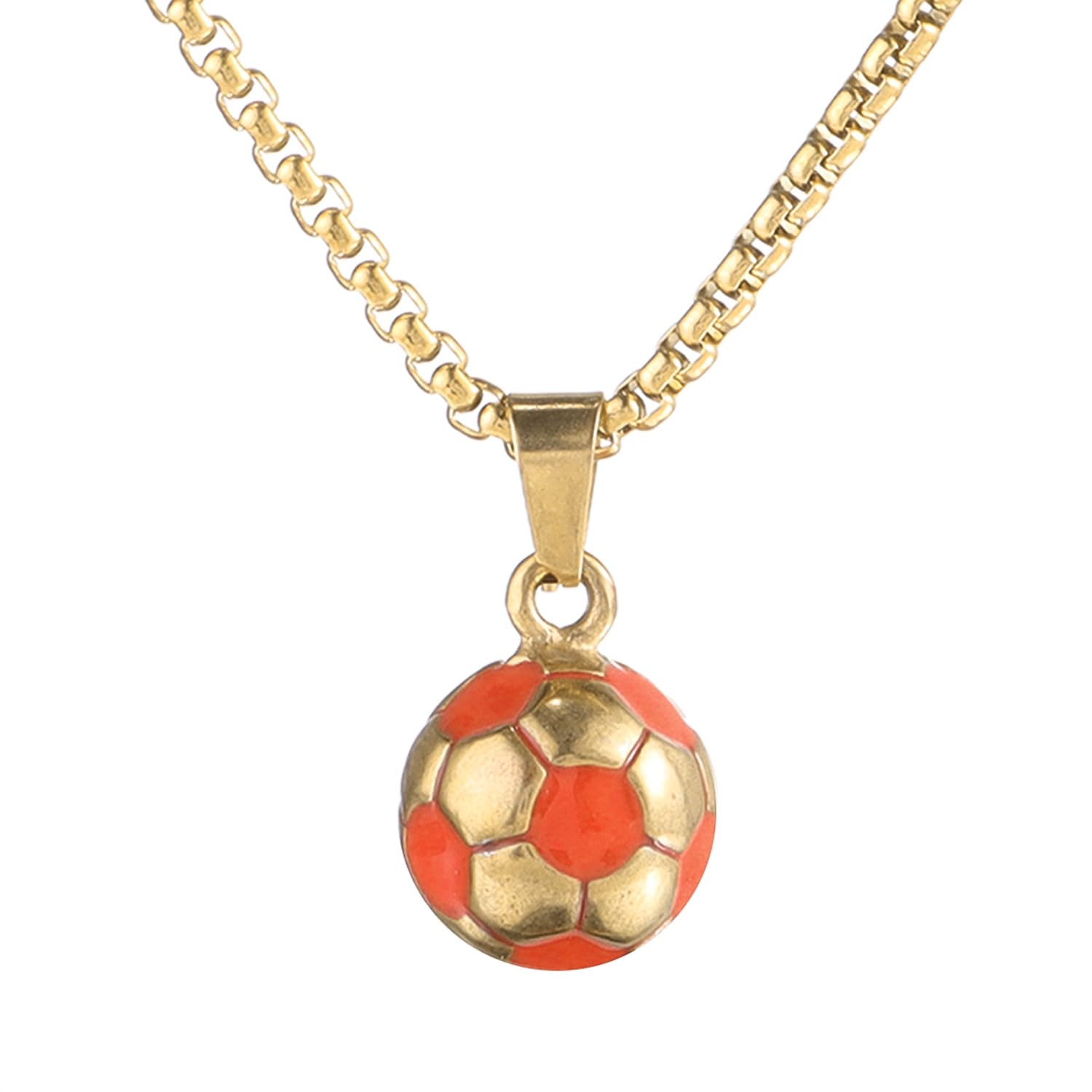 YWLI Soccer Ball Necklace Men Stainless Steel Soccer Pendant Necklace Soccer Fan Gift for Unisex Jewelry Mens Womens