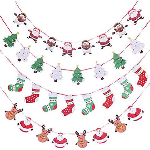 UUOUU Christmas Hanging Banners 4 Packs Paper Bunting Garlands Craft Ornaments for Offices Malls Houses and Parties Cover