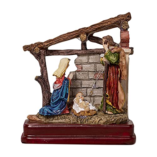 Set presepe di Natale - Figure per feste di Natale illuminate con stalla | Set presepe natalizio con luci a LED per la decorazione 'ufficio domestico Ytger