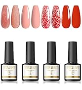 ROSALIND Uv Nagellack Pink Rosa Rot Glitzer Nagellack 4 Farben Uv Nagellack Set 8ml Nagellack Set...