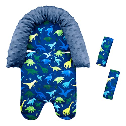 Infant Car Seat Head Support and Strap Covers for Boy, Soft Baby
