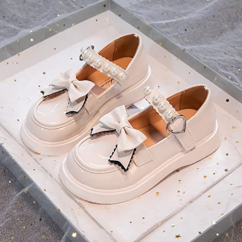 Girls Dress Shoes Wedding Bowknot Girl Shoes Princess Party School Shoes Leather Shoes for Kids Rainbow Flip Flops Girls (White, 34 Big Kids)3