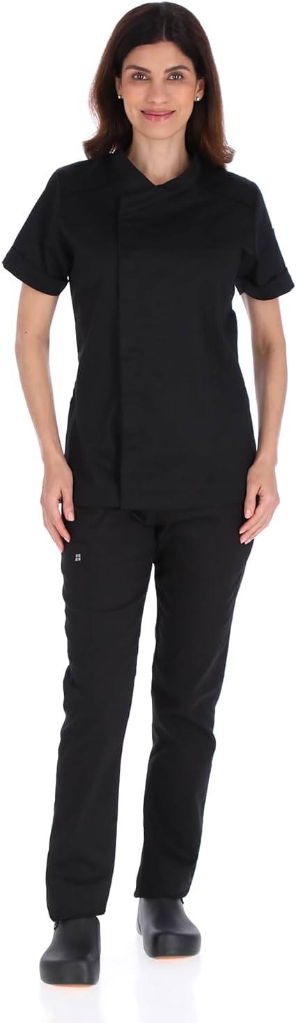 UNSER Women's Dimitri Short Sleeve Chef Coat Professional Kitchen Uniform