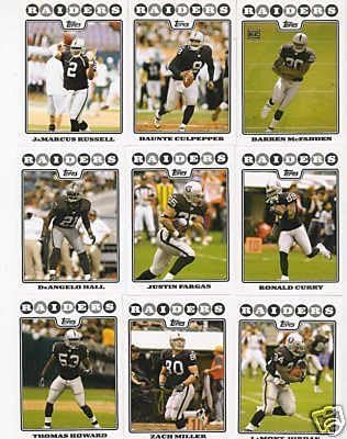 Oakland Raiders Football Cards - 5 Years Of Topps Complete Team Sets 2007,2008,2009,2010,2011 - Includes Stars, Rookies & More - Individually Packaged!