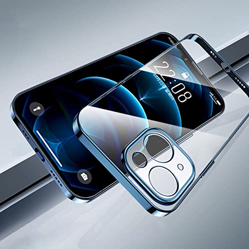 Étui iPhone 12 Mini transparent avec placage de précision bleu