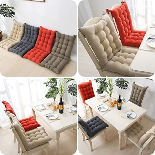 Maskmellow High Back Rocking Chair Cushion With Ties Non-Slip Chair Pad Overstuffed Seat Back Cushion Pad Tufted Pillow For Outdoor Indoor Home 37In (Wine Red) #TOP5