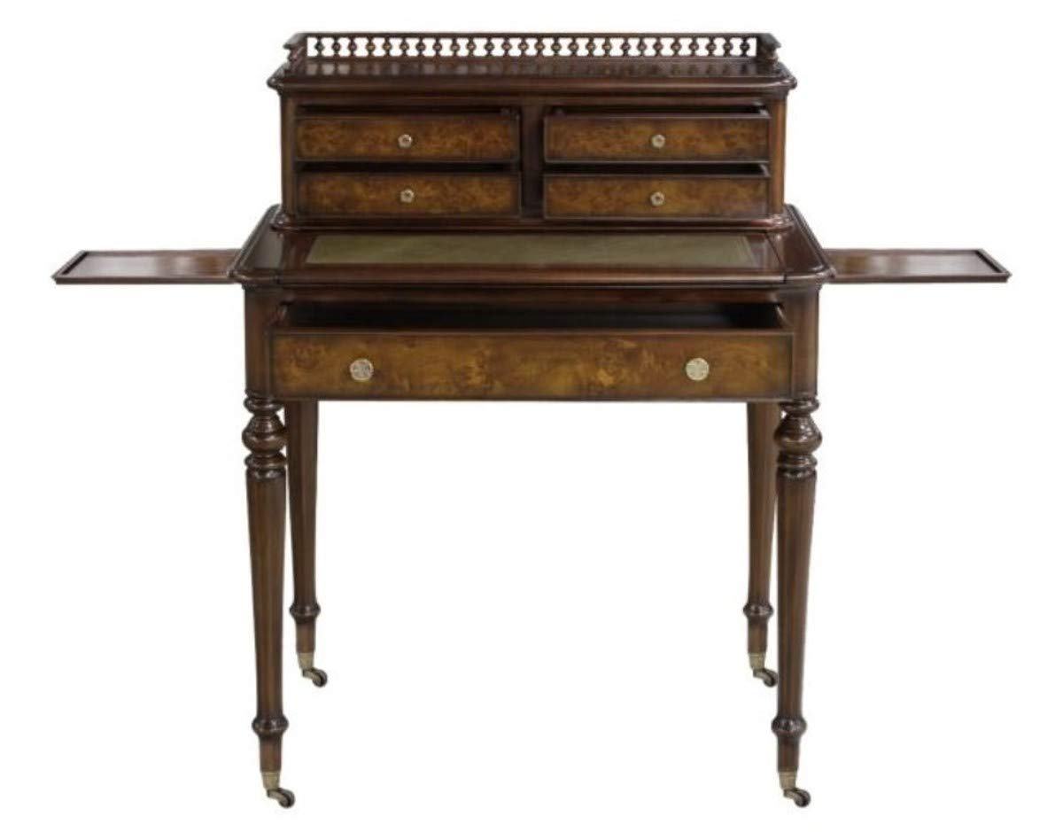 Casa Padrino Mahagoni Sekretär mit 5 Schubladen Braun/Grün 79 x 50 x H. 101 cm - Luxus Qualität