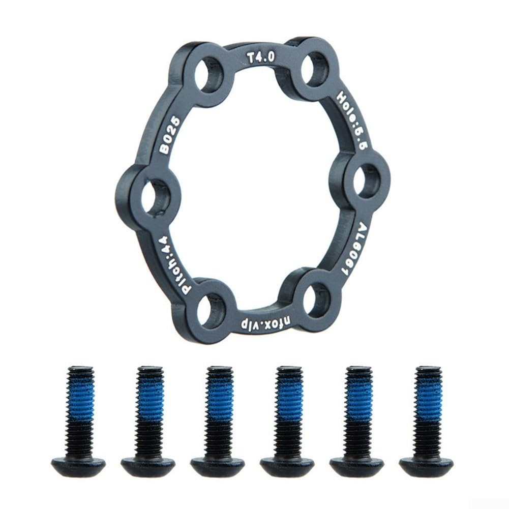 Vootnifig Aluminum Alloy 6 Hole Hub Brake Disc Spacer Pad with Screws for Electric Scooter Bicycle Mountain Bike Disc Brake 60x60x6mm(4mm)